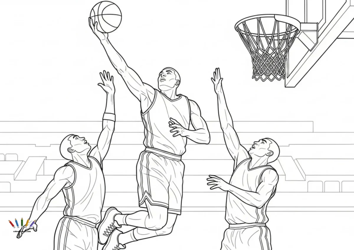 Ilustración lineal de una pelota de baloncesto con sus franjas características, diseño limpio y sencillo.
