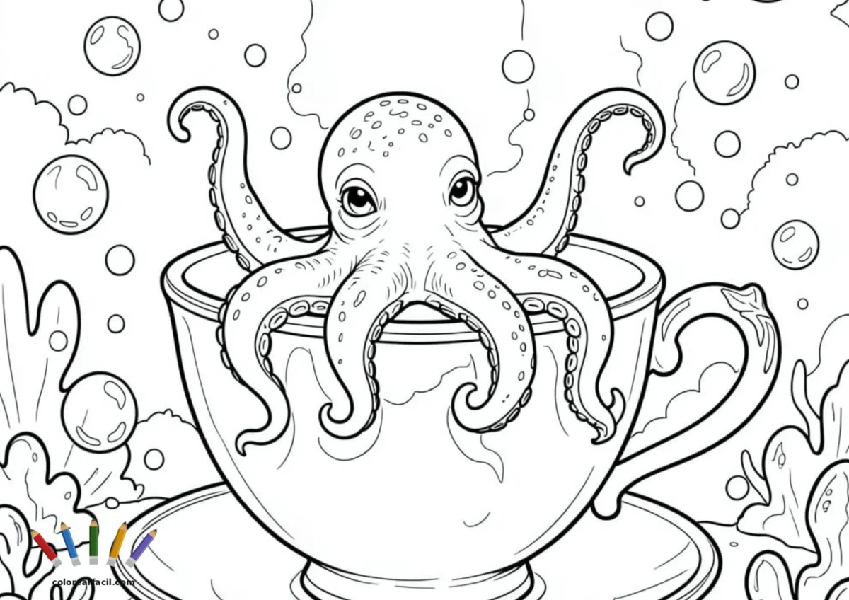 Pulpo en una taza de café
