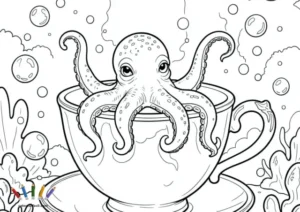 Pulpo en una taza de café miniatura