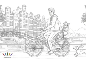 A4 Ciudades Amsterdam Miniatura Familia En Bici Junto Al Canal De Amsterdam 0002 300x212