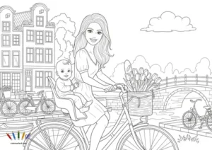 A4 Ciudades Amsterdam Miniatura Mama Con Tulipanes Y Bebe Descalzo En Bici Por Amsterdam 0019 300x212